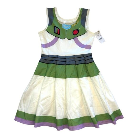 Disney Pixar White Buzz Lightyear Sleeveless Dress Size Large (10-12) - Picture 1 of 7